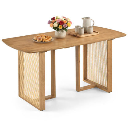 55" Dining Table Set with 2 Benches for 4 People