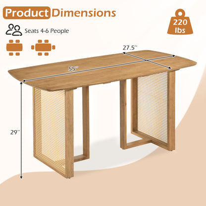55" Dining Table Set with 2 Benches for 4 People