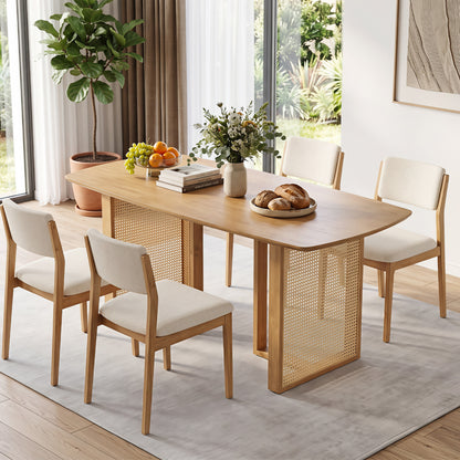 55" Dining Table Set with 2 Benches for 4 People