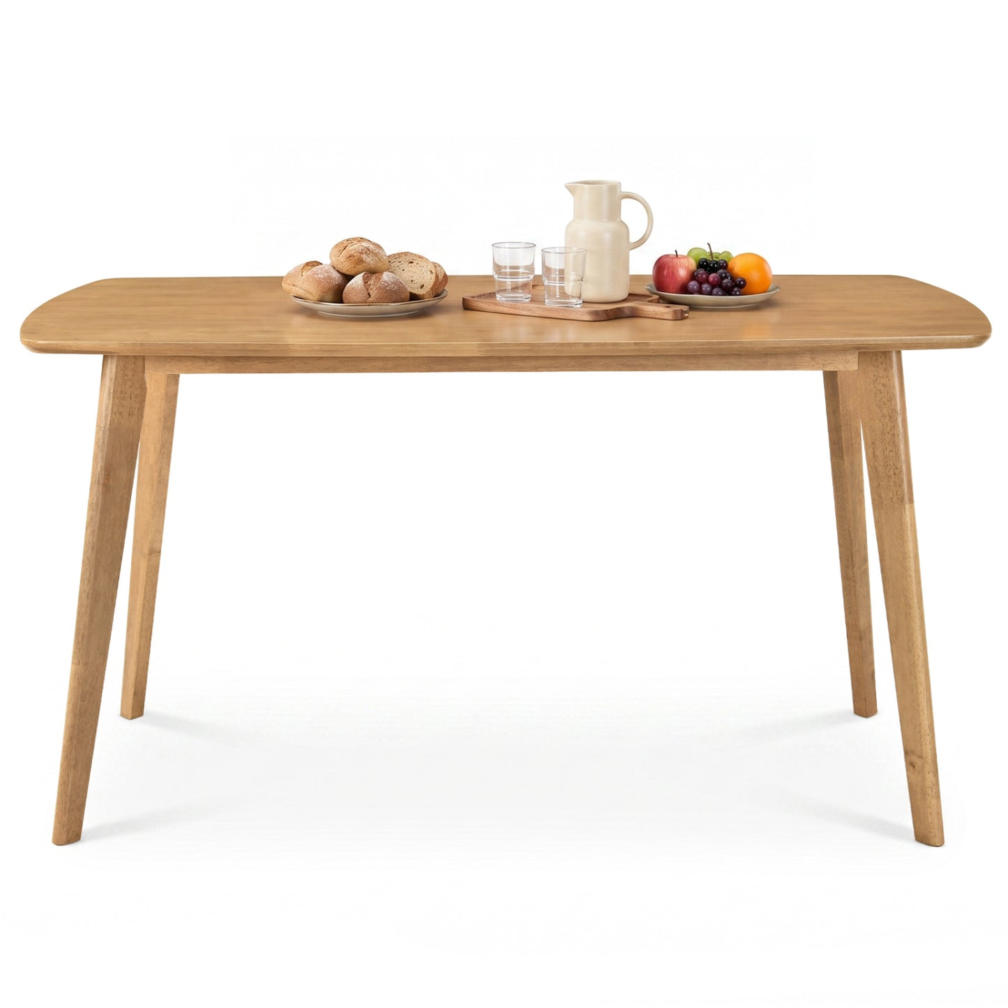 55" Solid Wood Dining Table for 4-6 People