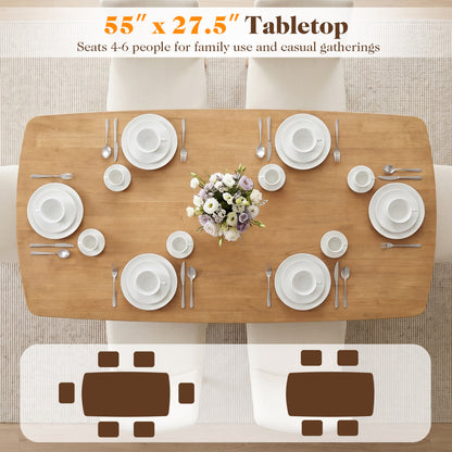 55" Solid Wood Dining Table for 4-6 People