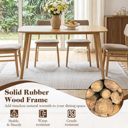55" Solid Wood Dining Table for 4-6 People