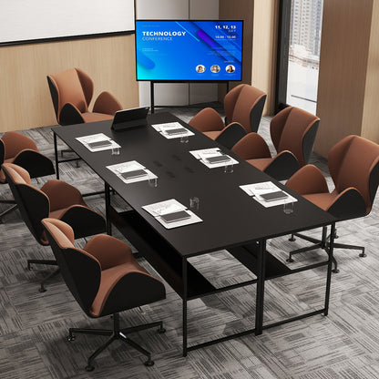 55 x 24 inch Computer Desk with Power Outlets and USB Ports-Black