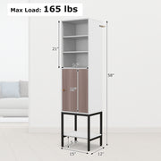 57 Inch Bathroom Tall Cabinet with 1 Door and 4 Shelves Narrow Storage Unit-White