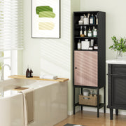 57 Inch Bathroom Tall Cabinet with 1 Door and 4 Shelves Narrow Storage Unit-Black