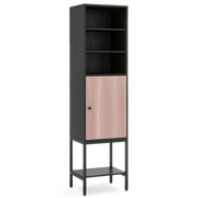 57 Inch Bathroom Tall Cabinet with 1 Door and 4 Shelves Narrow Storage Unit-Black