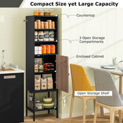 57 Inch Bathroom Tall Cabinet with 1 Door and 4 Shelves Narrow Storage Unit-Black