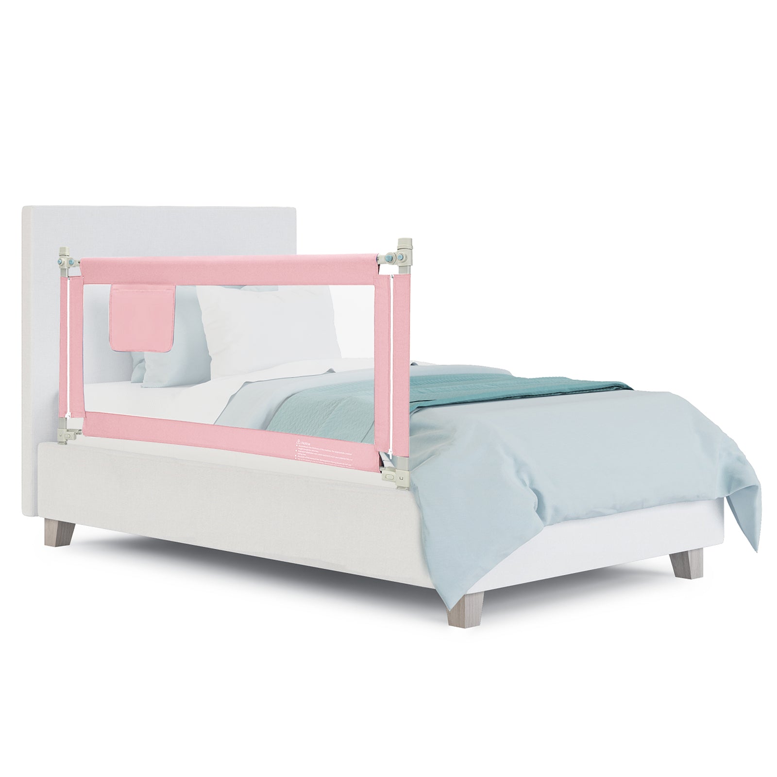 57 Inch Toddlers Vertical Lifting Baby Bed Rail Guard with Lock-Blue - Pink