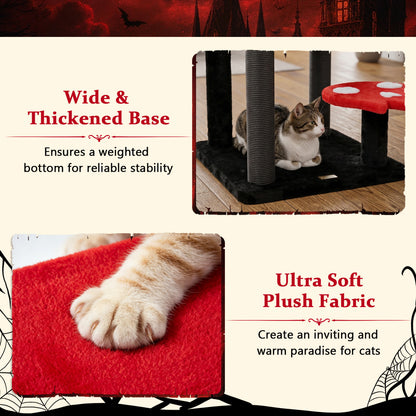 57" Gothic Cat Tower with Padded Perch and Spider Toy