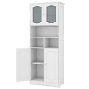 58.5 Inch Freestanding Linen Bathroom Storage Cabinet with Frost Glass Doors-White