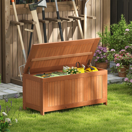 58 Gallon 3-in-1 Patio Wood Deck Box with Flip Top for Cushions