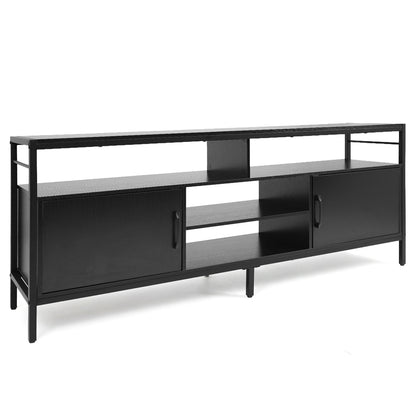58 Inch Industrial TV Stand with Cabinets and Adjustable Shelf for TVs up to 65 Inch-Rustic Brwon - Black