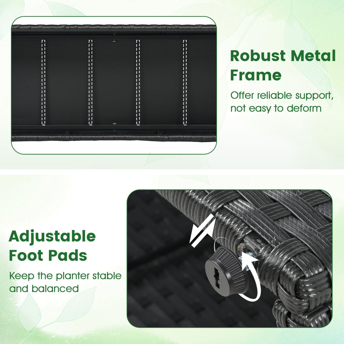 58 Inch Raised Garden Bed with Trellis and Wicker Planter Box-Black