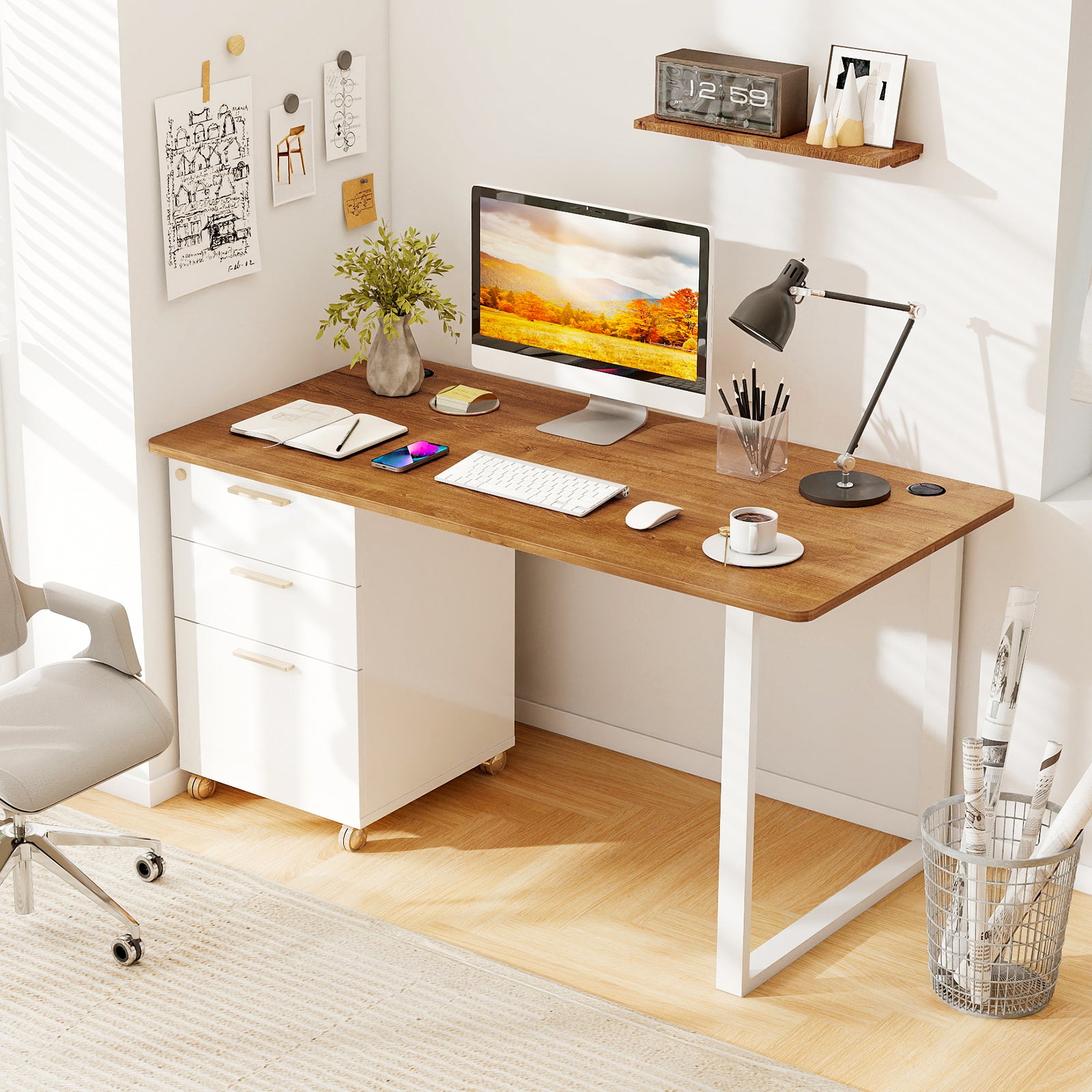 58 Inch x 28 Inch Universal Tabletop for Standard and Standing Desk Frame-L