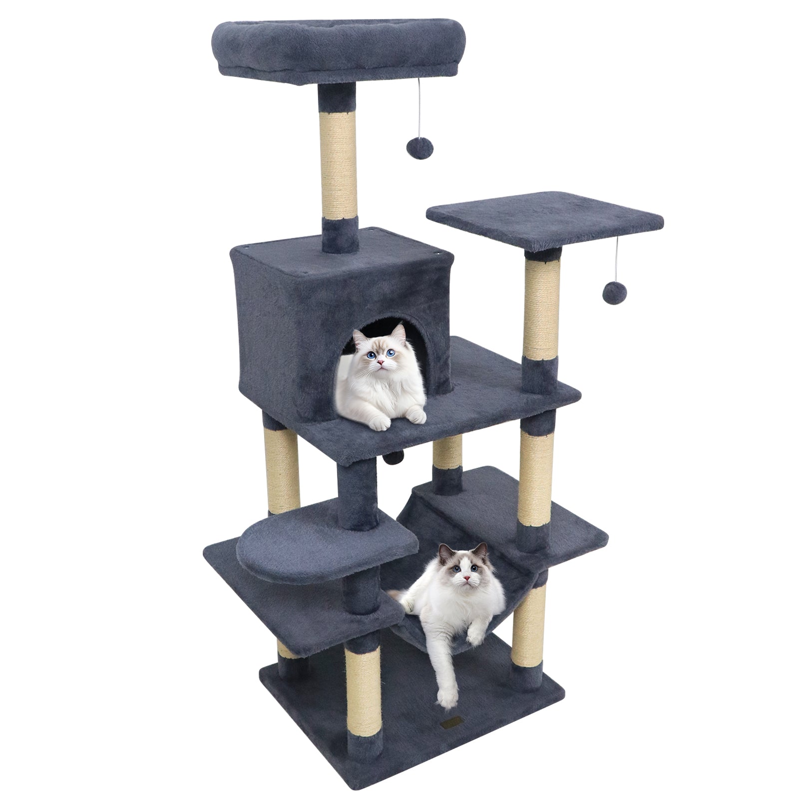 58" Multi-Level Cat Tree Soft Plush Cat Tower with Padded Top Perch-Grey