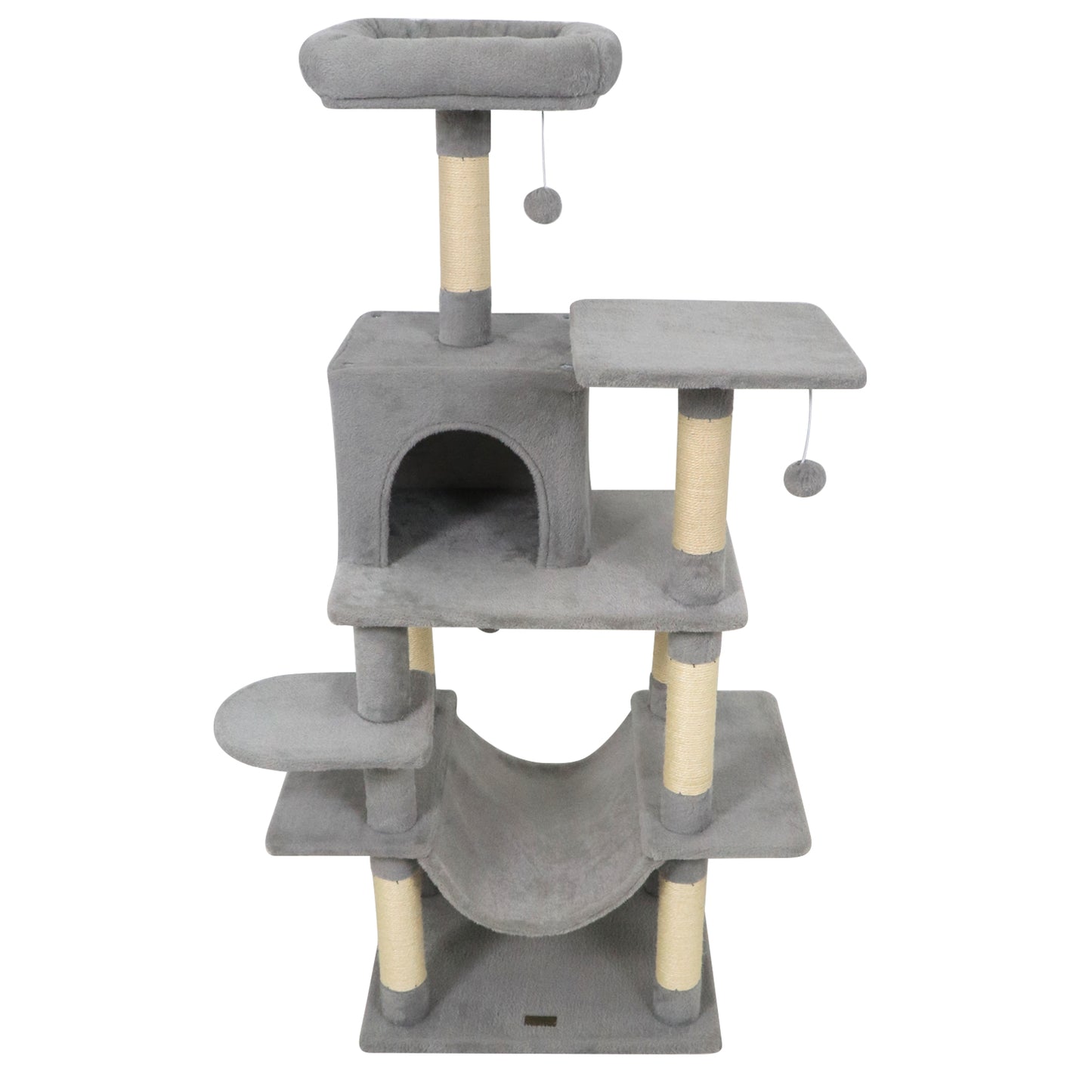 58" Multi-Level Cat Tree Soft Plush Cat Tower with Padded Top Perch-Light Gray