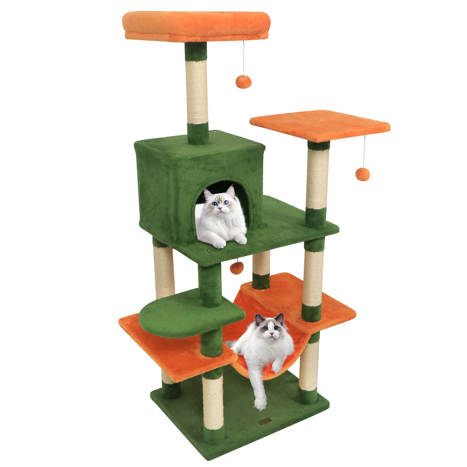 58" Multi-Level Cat Tree Soft Plush Cat Tower with Padded Top Perch-Green