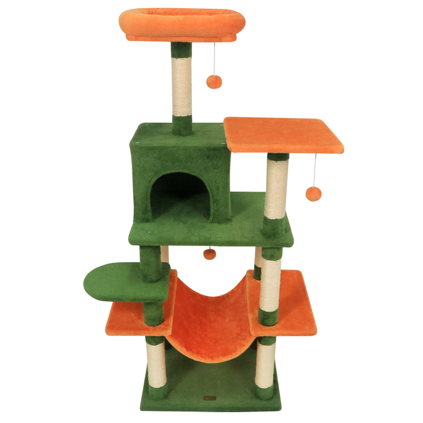 58" Multi-Level Cat Tree Soft Plush Cat Tower with Padded Top Perch-Green