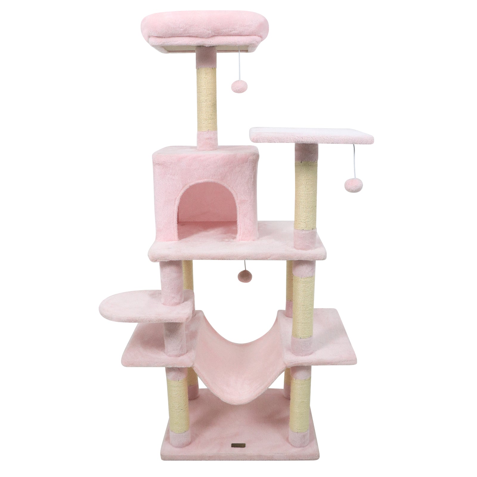 58" Multi-Level Cat Tree Soft Plush Cat Tower with Padded Top Perch-Pink