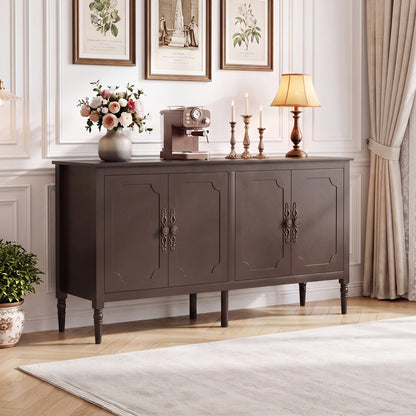 58" Buffet Cabinet with Adjustable Shelves & Pine Wood Legs