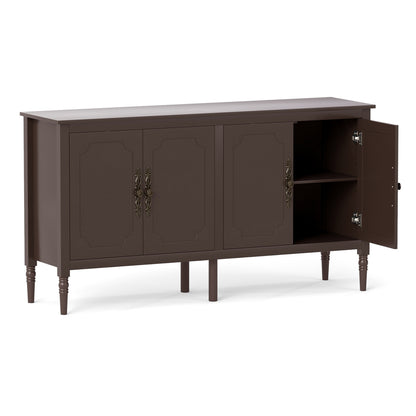 58" Buffet Cabinet with Adjustable Shelves & Pine Wood Legs