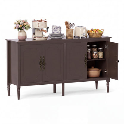 58" Buffet Cabinet with Adjustable Shelves & Pine Wood Legs