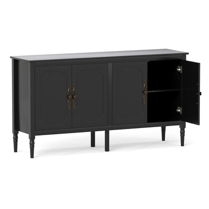 58" Buffet Cabinet with Adjustable Shelves & Pine Wood Legs