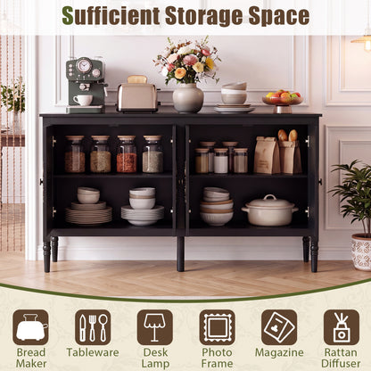 58" Buffet Cabinet with Adjustable Shelves & Pine Wood Legs