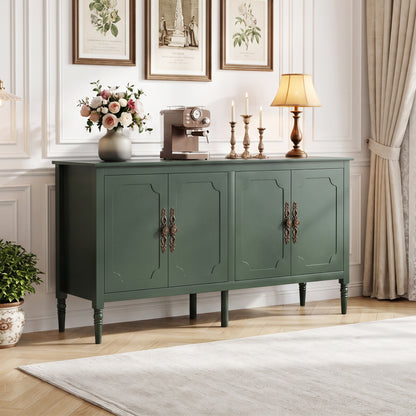 58" Buffet Cabinet with Adjustable Shelves & Pine Wood Legs