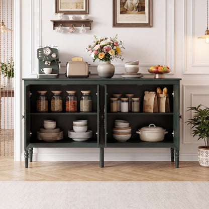 58" Buffet Cabinet with Adjustable Shelves & Pine Wood Legs