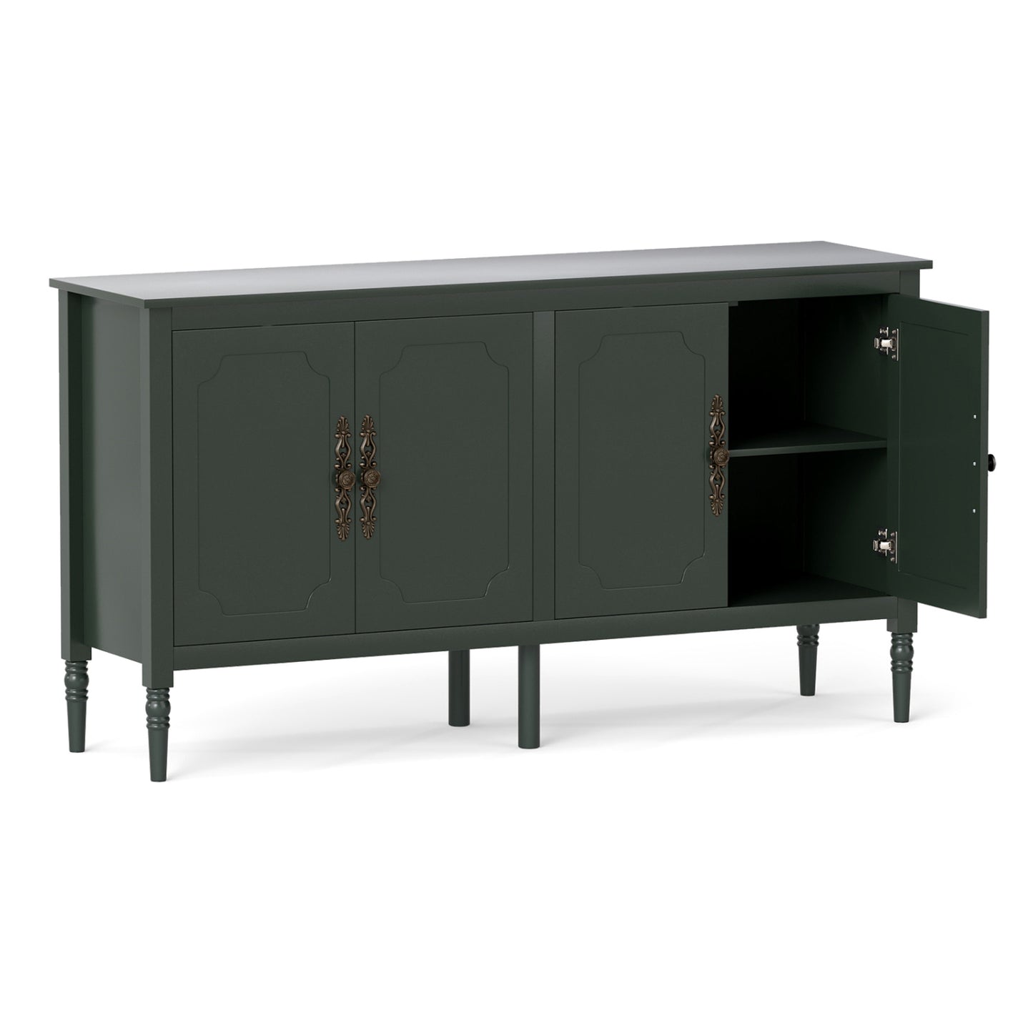58" Buffet Cabinet with Adjustable Shelves & Pine Wood Legs