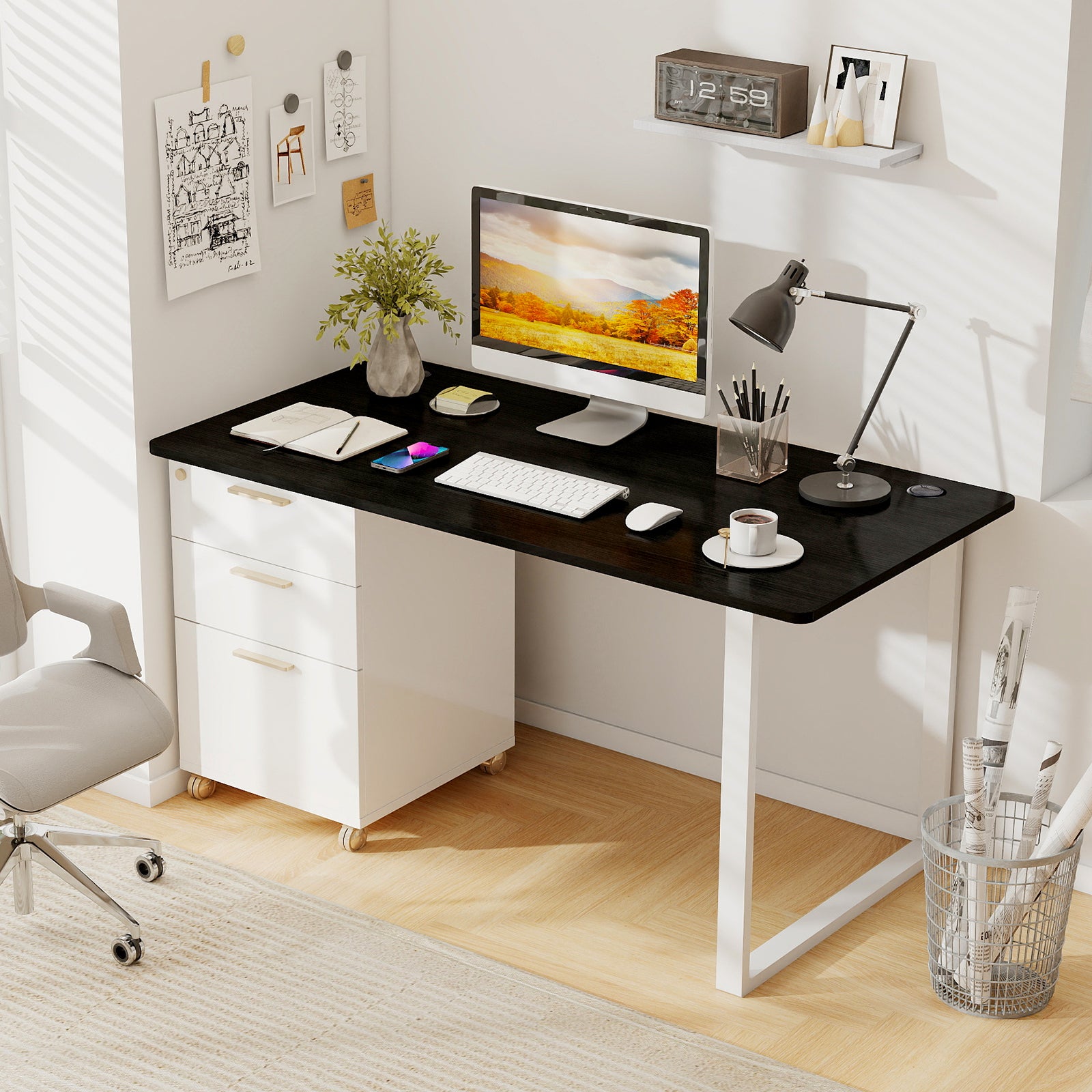 58" x 28" Universal Tabletop for Standard and Standing Desk Frame-Black