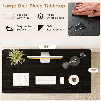 58" x 28" Universal Tabletop for Standard and Standing Desk Frame-Black