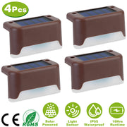 4Pcs Solar Powered LED Step Lights Outdoor  Dusk To Dawn Sensor Fence Lamps