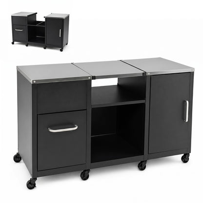 Outdoor Grill Table 59" with Removable Shelves & Storage
