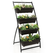 4-Tier Vertical Raised Garden Bed with 4 Containers and Drainage Holes-S - M