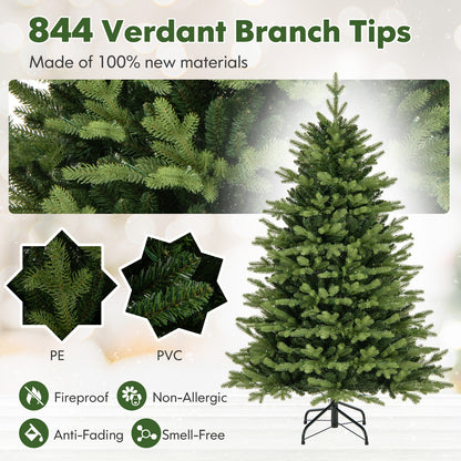 5 Feet Artificial Xmas Tree Hinged with 11 Lighting Modes and Remote Control-5 ft