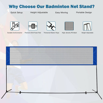 Portable 10 x 5 Feet Beach Badminton Training Net with Carrying Bag