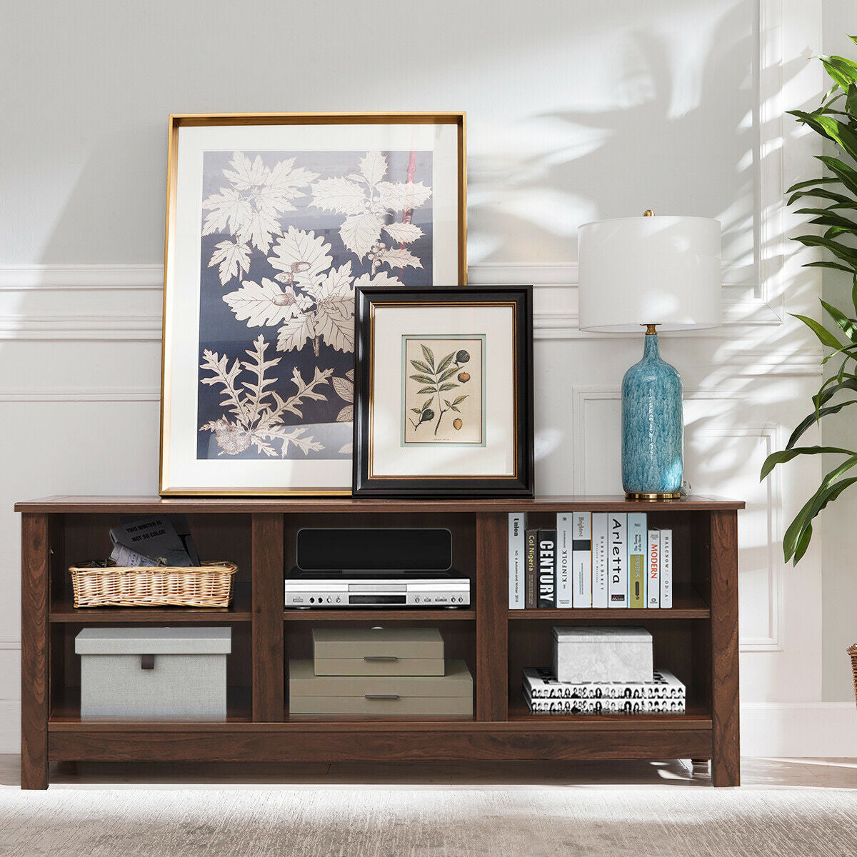 60 Inch Entertainment TV Stand Cabinet-Brown