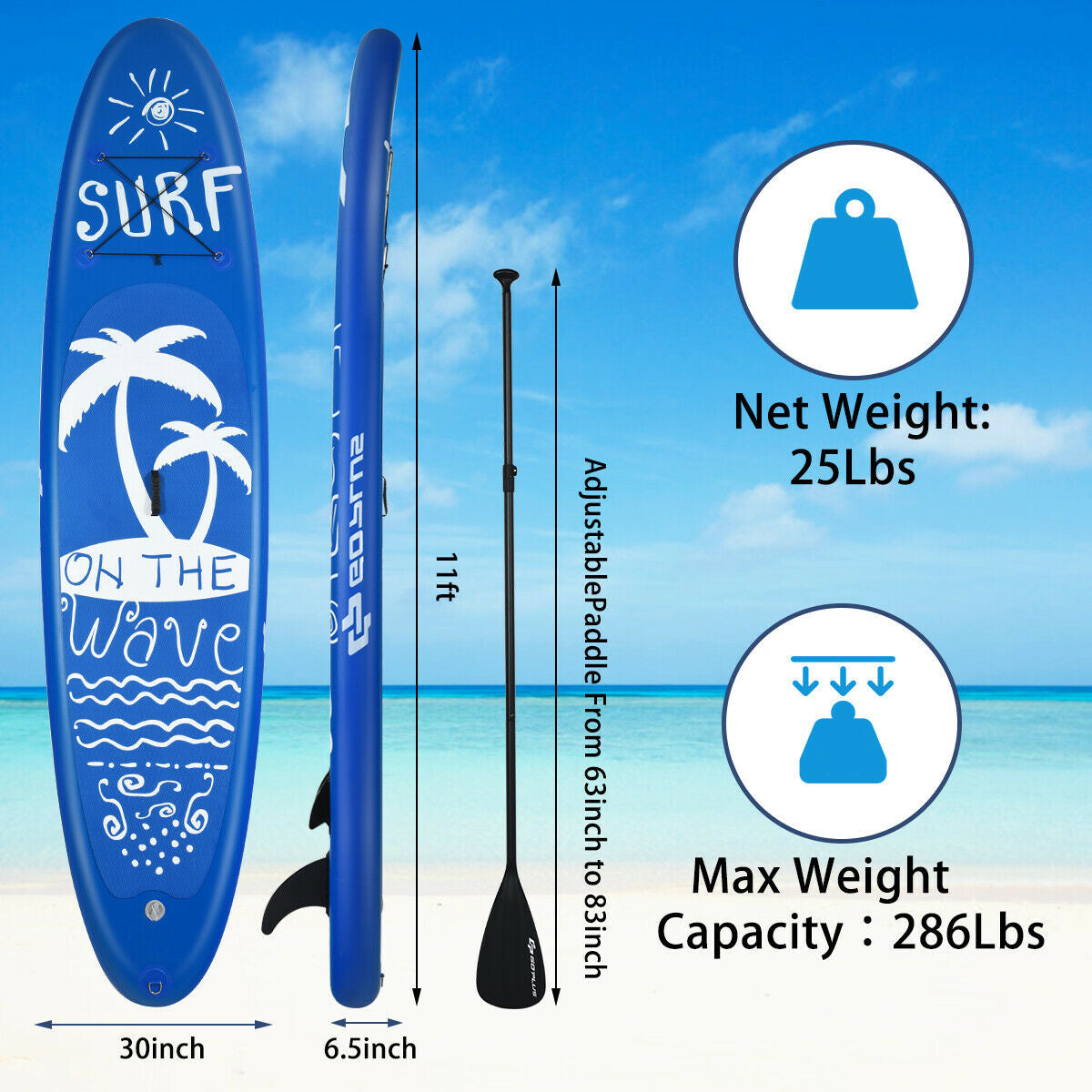 Inflatable & Adjustable Stand Up Paddle Board-M - L