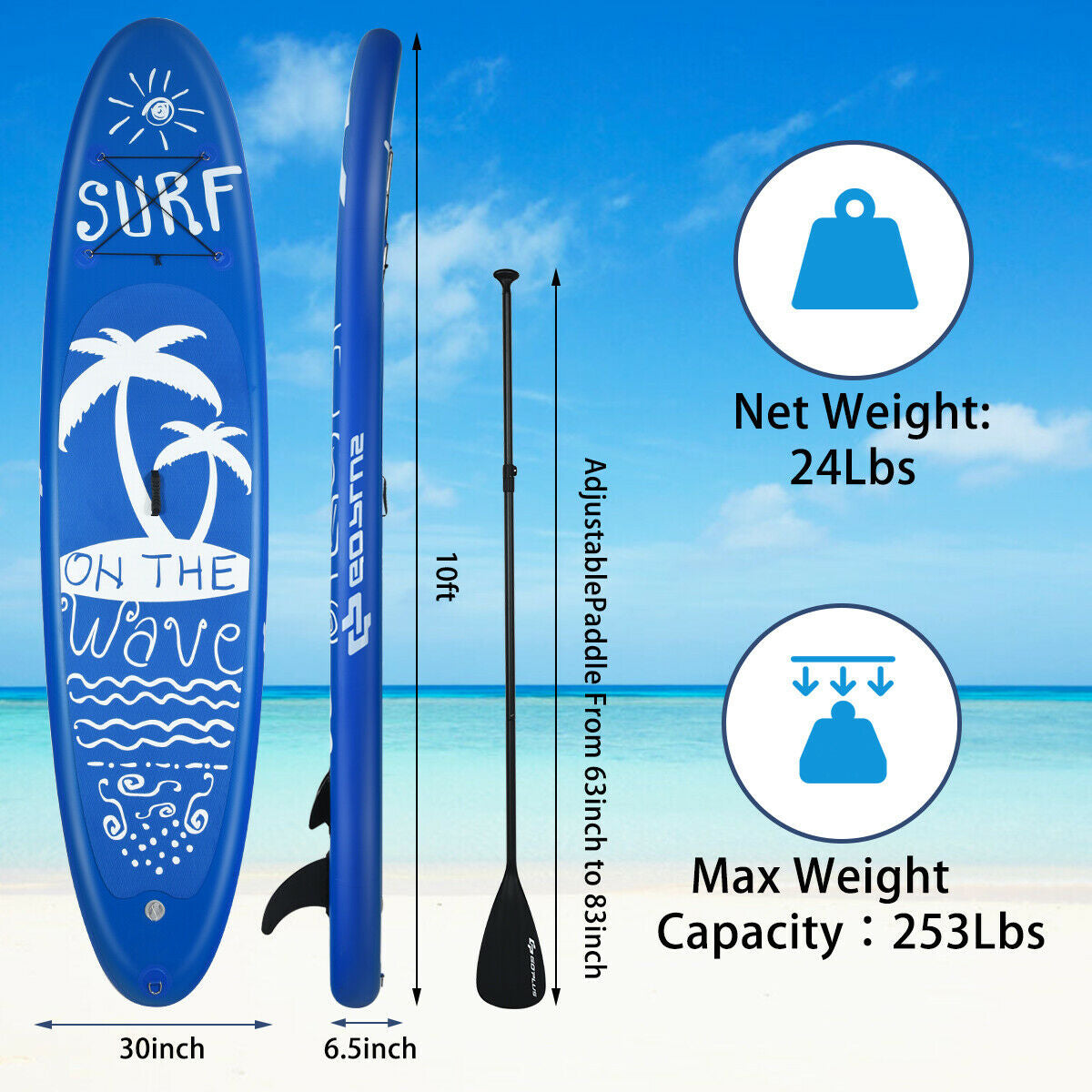 Inflatable & Adjustable Stand Up Paddle Board-M - M