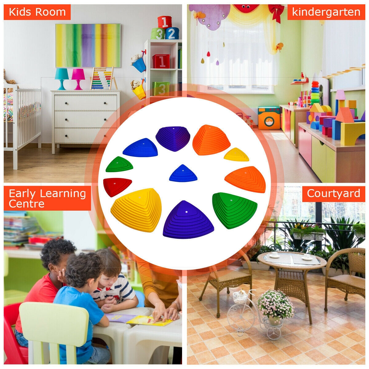 11 Pieces Non-Slip Bottom Kids Balance Stepping Stones