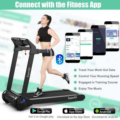 3HP Electric Folding Treadmill with Bluetooth Speaker