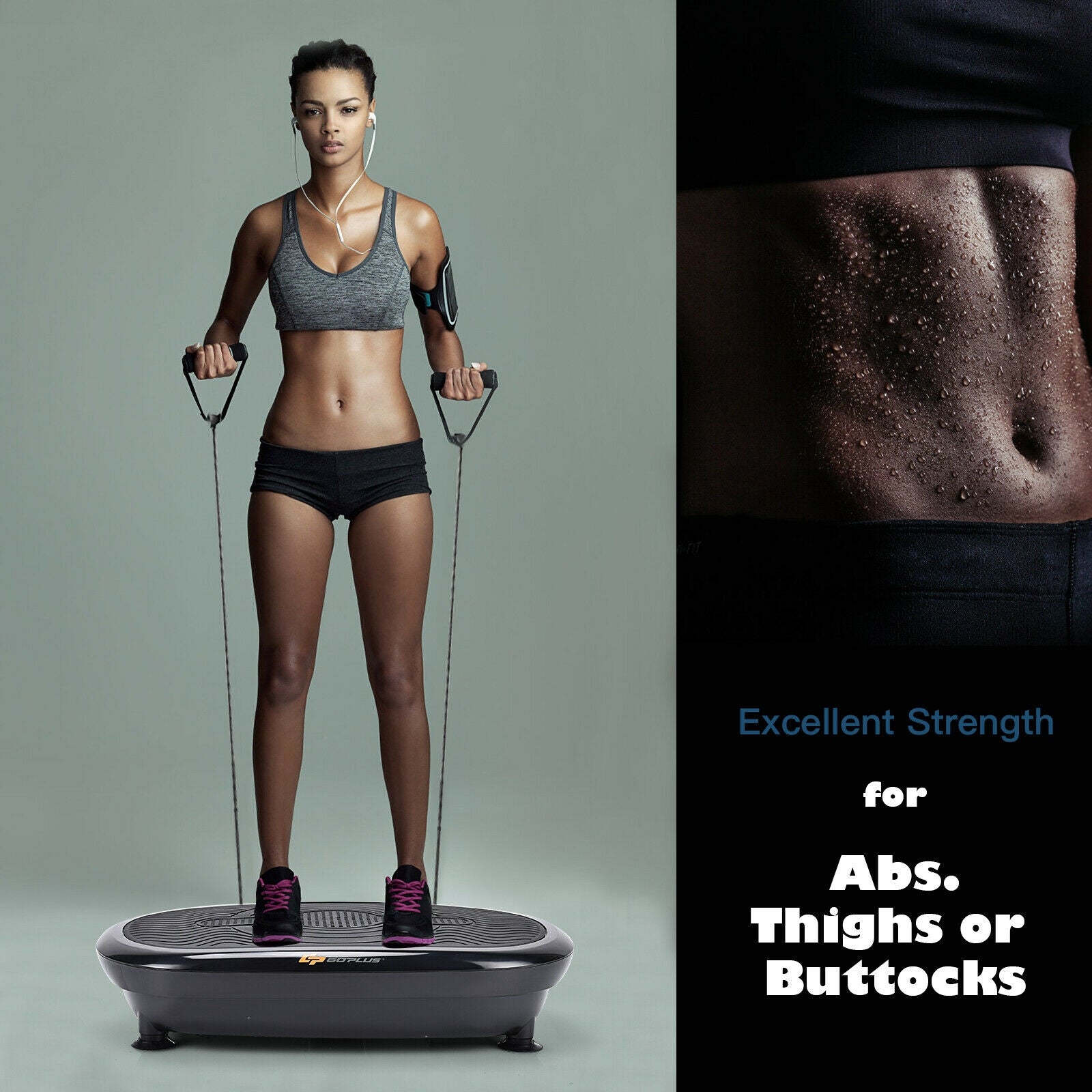 Mini Vibration Body Fitness Platform with Loop Bands-Black