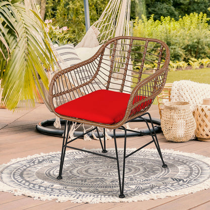 3-Piece Rattan Bistro Set with Cushions and Glass Table