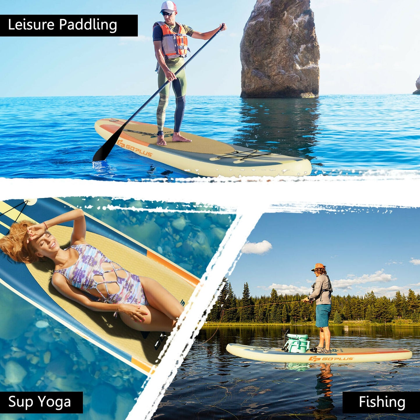 Inflatable Stand Up Paddle Board Surfboard with Bag Aluminum Paddle and Hand Pump-M - M