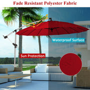 10 Feet Patio Offset Umbrella Market Hanging Umbrella for Backyard Poolside Lawn Garden-Beige - Dark Red