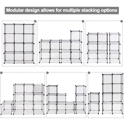 12-Cube Wire Storage Organizer 42" x 14" x 56" Metal Grid