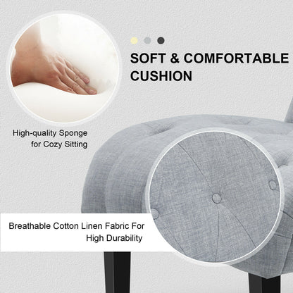 Cotton Linen Fabric Armless Accent Chair with Adjustable Foot Pads-Light Gray