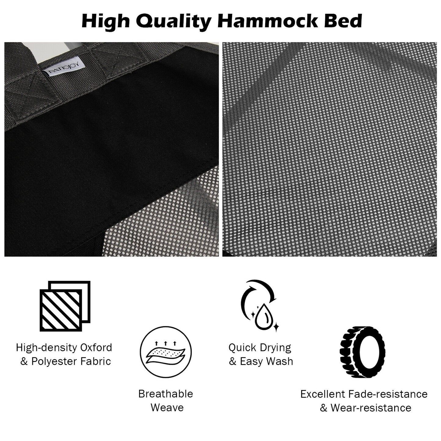 Portable Folding Hammock with Hammock Stand-Gray - Black